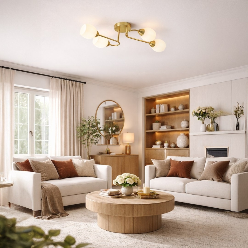 Lustre de tecto aplicado KING 4xE27/15W/230V dourado