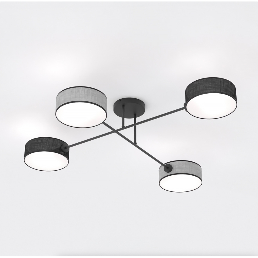 Lustre de tecto aplicado MAGA 4xE14/10W/230V preto/cinzento
