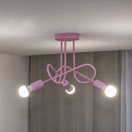 Lustre de tecto aplicado OXFORD 3xE27/15W/230V rosa