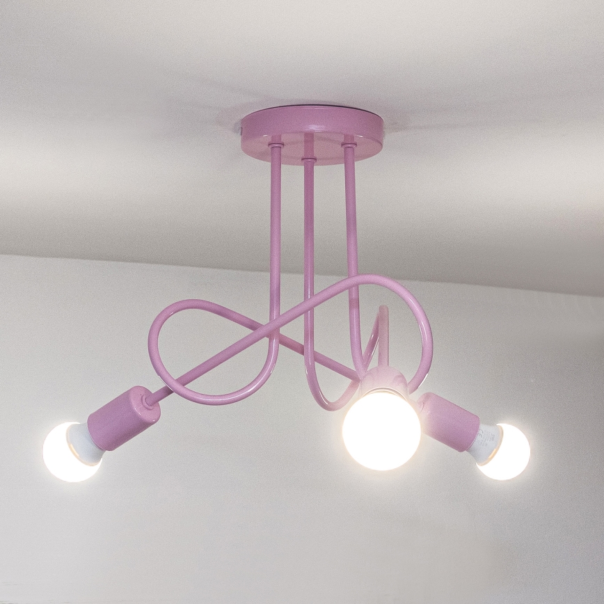 Lustre de tecto aplicado OXFORD 3xE27/15W/230V rosa
