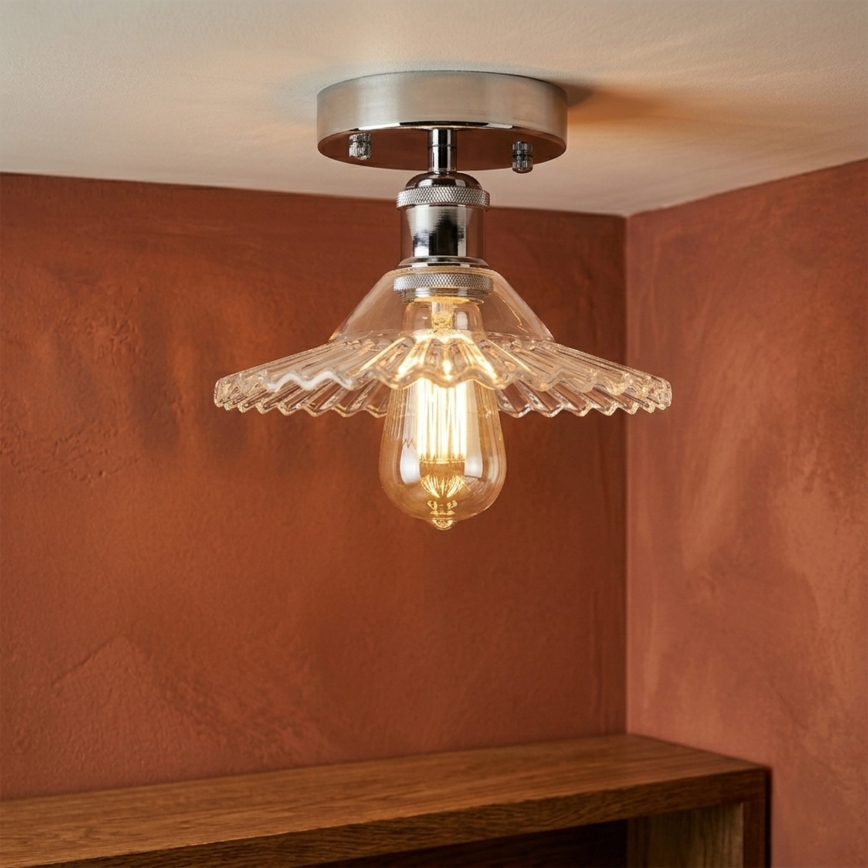 Lustre de tecto aplicado TRISH 1xE27/15W/230V cromado brilhante/transparente