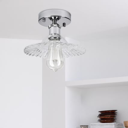 Lustre de tecto aplicado TRISH 1xE27/15W/230V cromado brilhante/transparente
