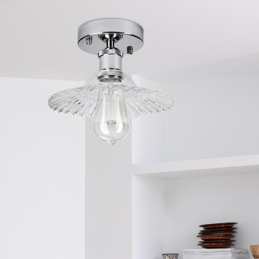 Lustre de tecto aplicado TRISH 1xE27/15W/230V cromado brilhante/transparente