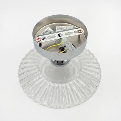 Lustre de tecto aplicado TRISH 1xE27/15W/230V cromado brilhante/transparente
