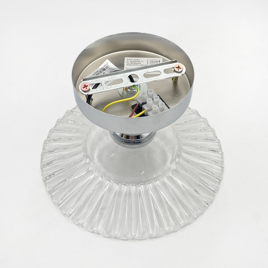 Lustre de tecto aplicado TRISH 1xE27/15W/230V cromado brilhante/transparente