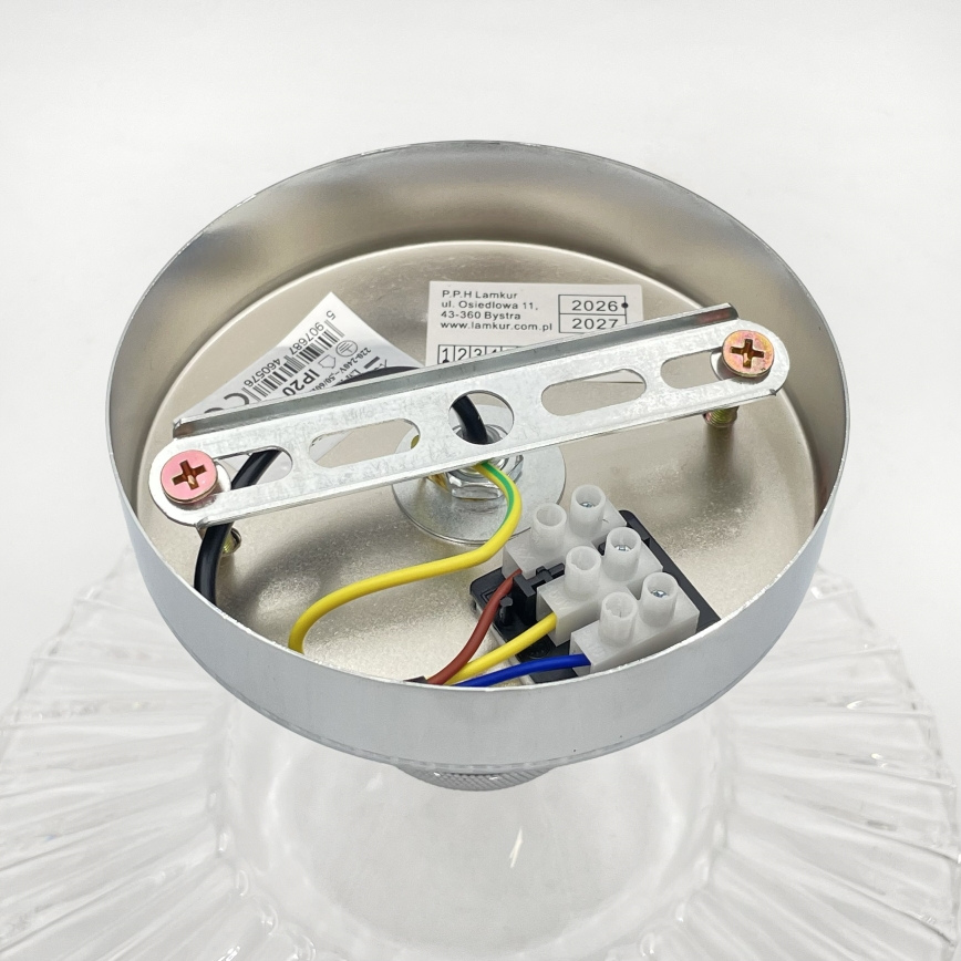Lustre de tecto aplicado TRISH 1xE27/15W/230V cromado brilhante/transparente