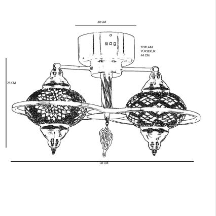 Lustre de tecto aplicado YENI 1xE27/40W/230V, acabamento em bronze