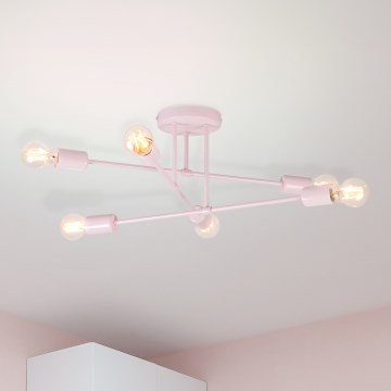 Lustre de tecto CAMBRIDGE 6xE27/15W/230V rosa