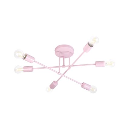 Lustre de tecto CAMBRIDGE 6xE27/15W/230V rosa