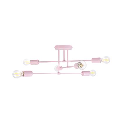 Lustre de tecto CAMBRIDGE 6xE27/15W/230V rosa