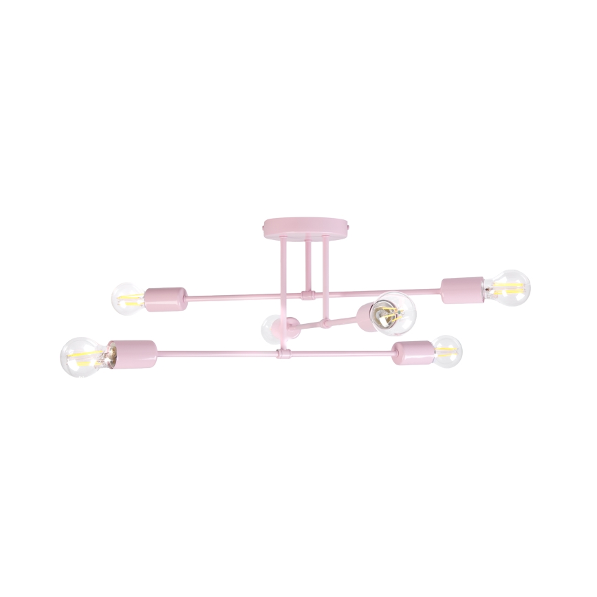 Lustre de tecto CAMBRIDGE 6xE27/15W/230V rosa