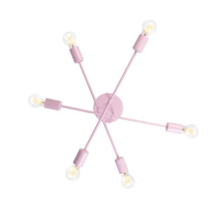 Lustre de tecto CAMBRIDGE 6xE27/15W/230V rosa