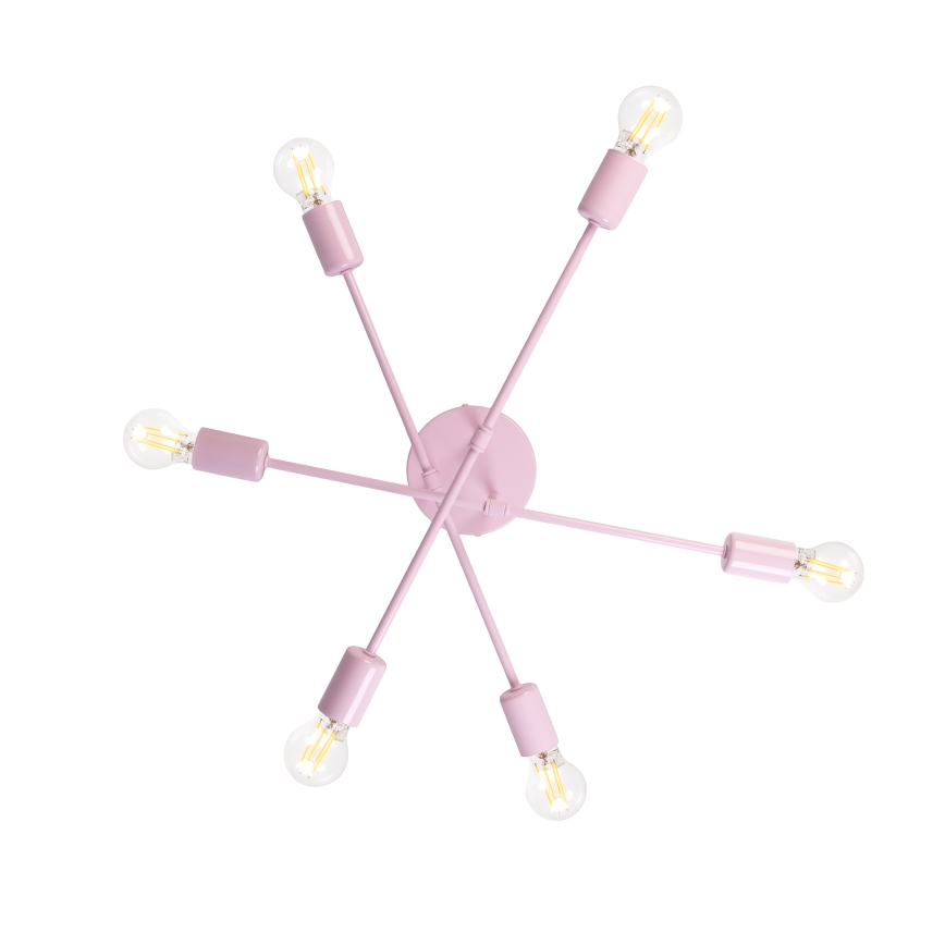 Lustre de tecto CAMBRIDGE 6xE27/15W/230V rosa