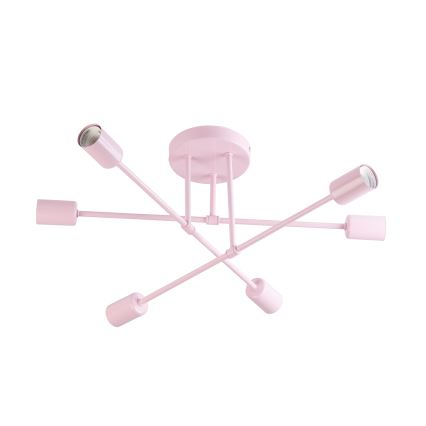Lustre de tecto CAMBRIDGE 6xE27/15W/230V rosa