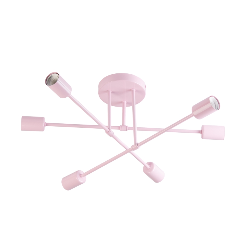 Lustre de tecto CAMBRIDGE 6xE27/15W/230V rosa