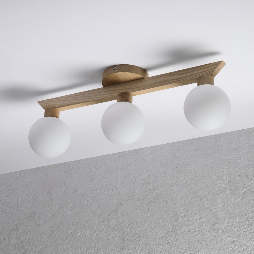 Lustre de tecto de aplicação direta ANTONIO 3xG9/5W/230V carvalho/branco