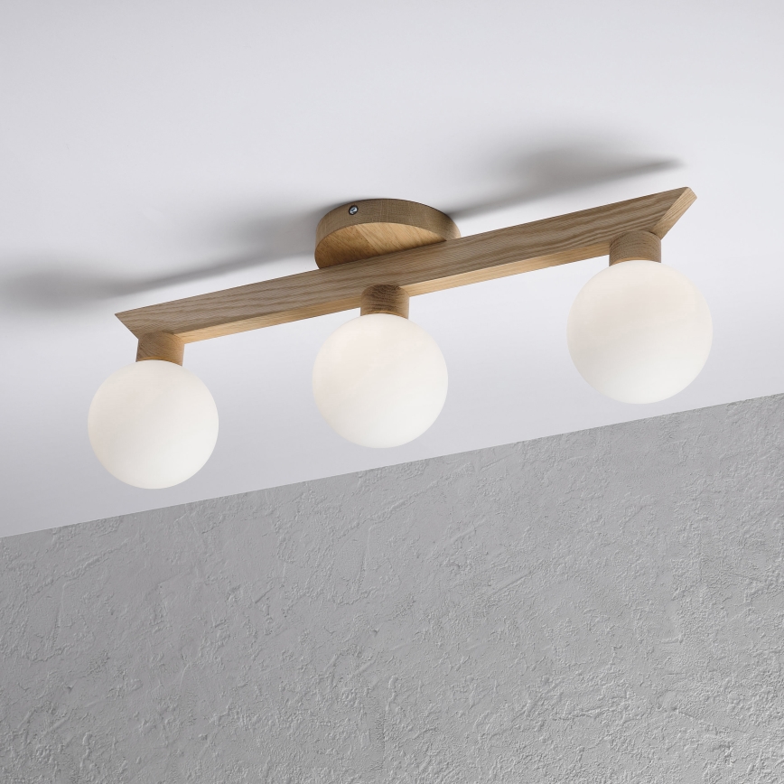Lustre de tecto de aplicação direta ANTONIO 3xG9/5W/230V carvalho/branco