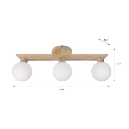 Lustre de tecto de aplicação direta ANTONIO 3xG9/5W/230V carvalho/branco