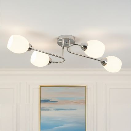 Lustre de tecto de aplicação KING 4xE27/15W/230V, acabamento cromado brilhante