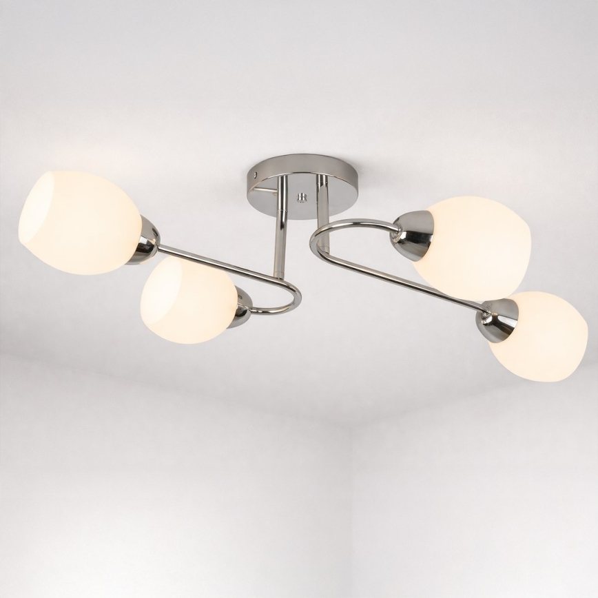 Lustre de tecto de aplicação KING 4xE27/15W/230V, acabamento cromado brilhante