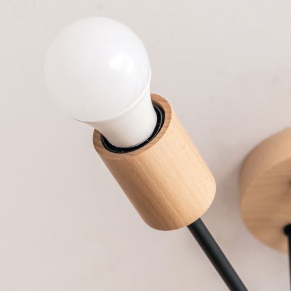 Lustre de tecto de montagem aparente CAMBRIDGE 6xE27/15W/230V, pinho