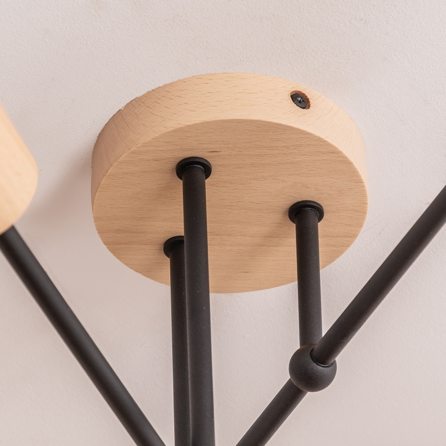 Lustre de tecto de montagem aparente CAMBRIDGE 6xE27/15W/230V, pinho