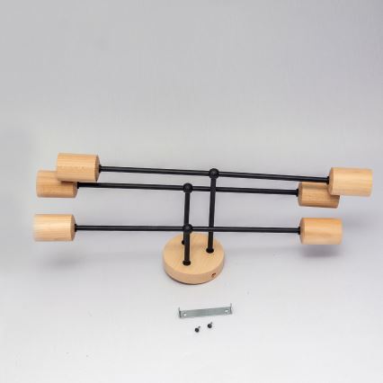 Lustre de tecto de montagem aparente CAMBRIDGE 6xE27/15W/230V, pinho