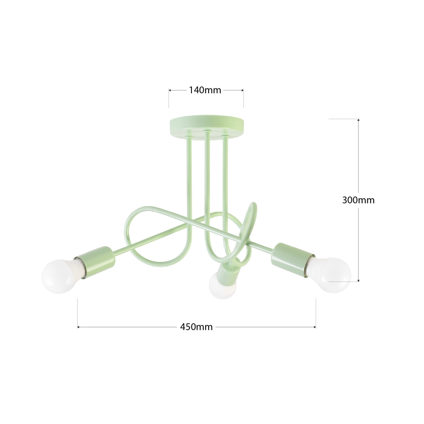 Lustre de tecto de montagem de superfície OXFORD 3xE27/15W/230V verde
