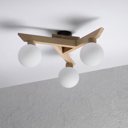 Lustre de tecto de montagem em superfície ANTONIO 3xG9/5W/230V carvalho/branco