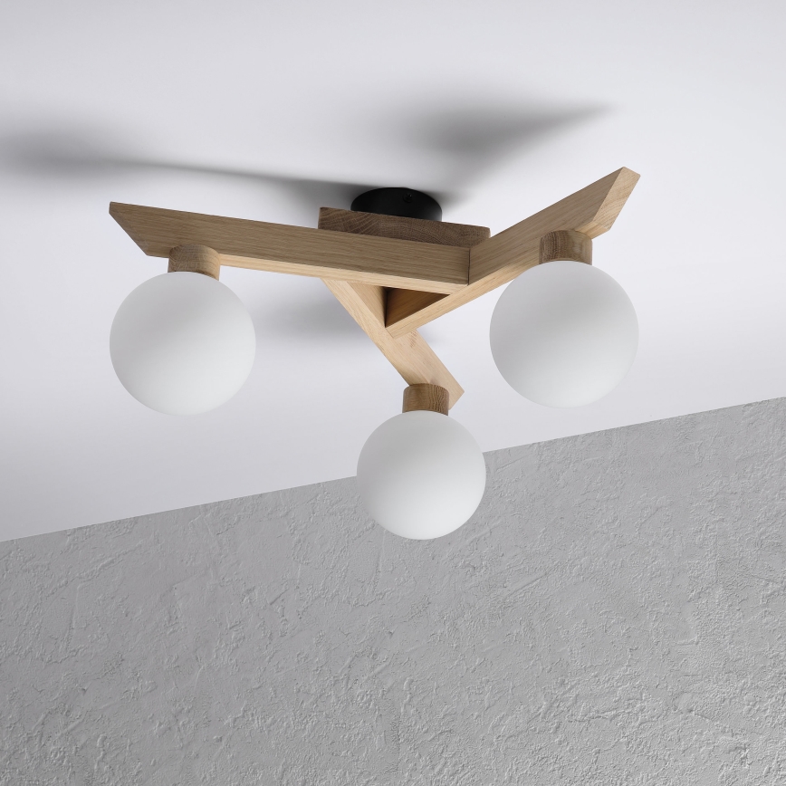 Lustre de tecto de montagem em superfície ANTONIO 3xG9/5W/230V carvalho/branco