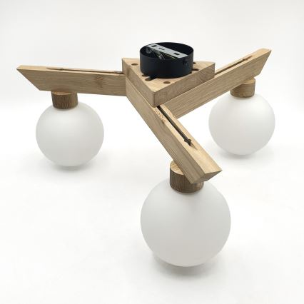 Lustre de tecto de montagem em superfície ANTONIO 3xG9/5W/230V carvalho/branco