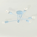 Lustre de tecto de montagem sobreposta CAMBRIDGE 6xE27/15W/230V azul