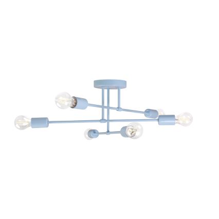 Lustre de tecto de montagem sobreposta CAMBRIDGE 6xE27/15W/230V azul