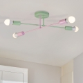 Lustre de tecto de montagem superficial CAMBRIDGE 4xE27/15W/230V verde/rosa