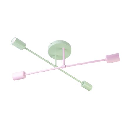 Lustre de tecto de montagem superficial CAMBRIDGE 4xE27/15W/230V verde/rosa