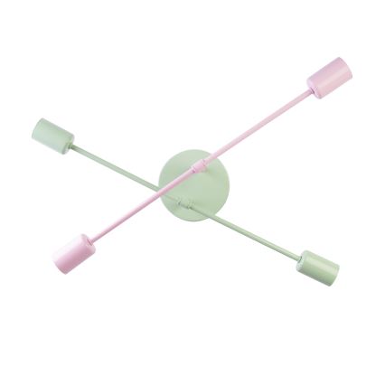 Lustre de tecto de montagem superficial CAMBRIDGE 4xE27/15W/230V verde/rosa