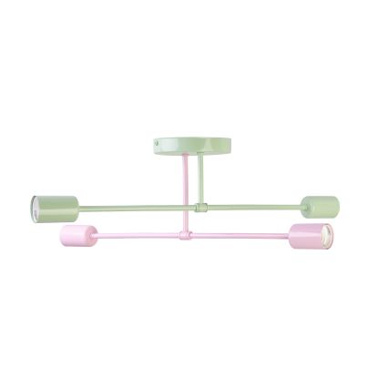 Lustre de tecto de montagem superficial CAMBRIDGE 4xE27/15W/230V verde/rosa