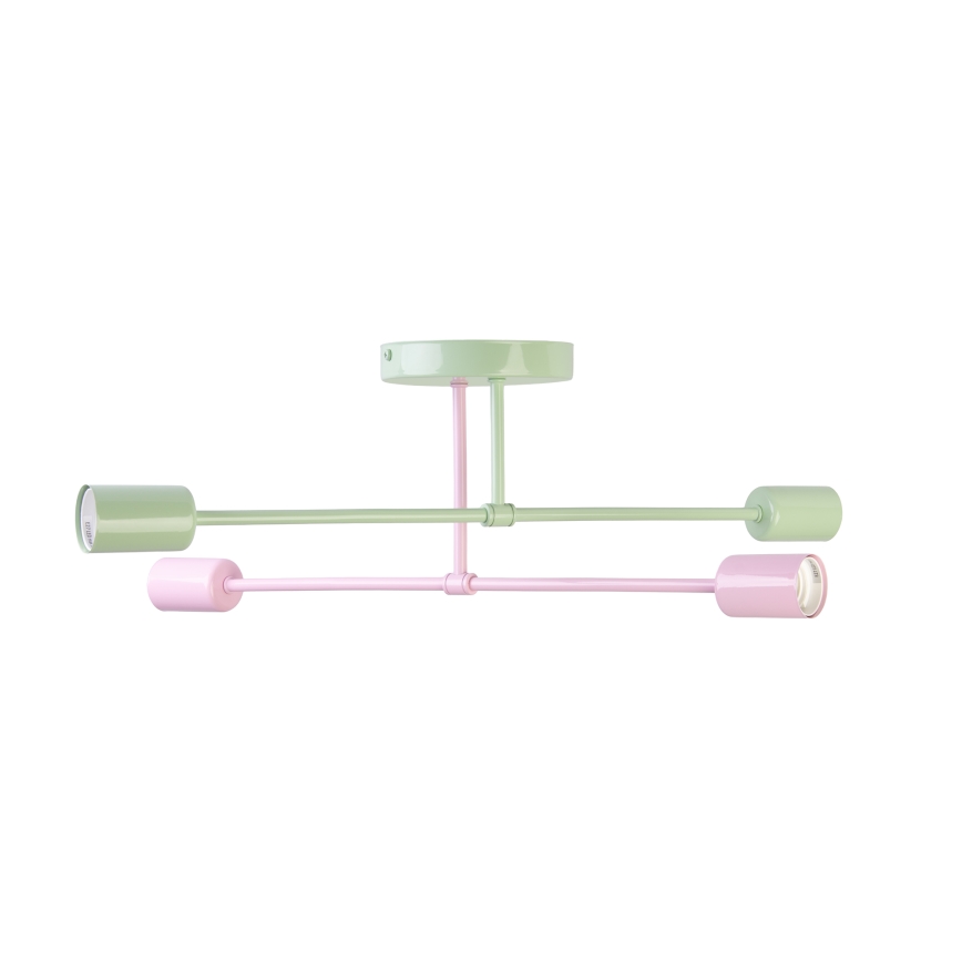 Lustre de tecto de montagem superficial CAMBRIDGE 4xE27/15W/230V verde/rosa