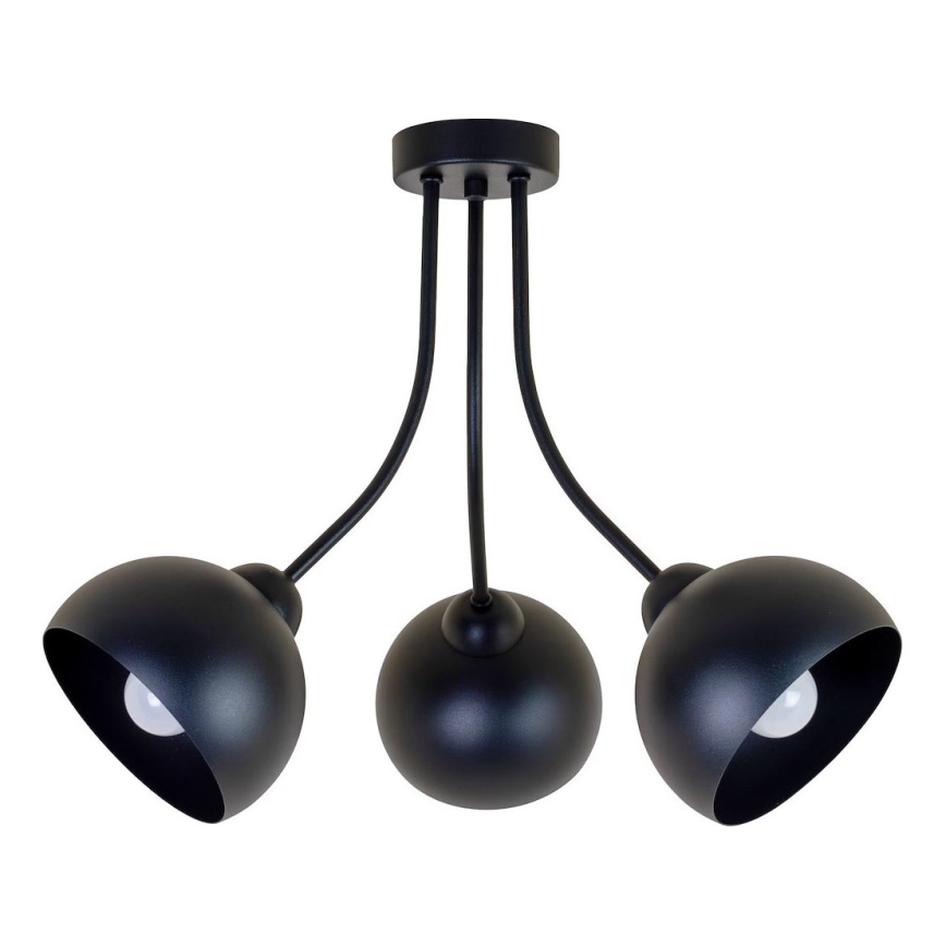 Lustre de tecto de montagem superficial QUEEN 3xE27/15W/230V preto