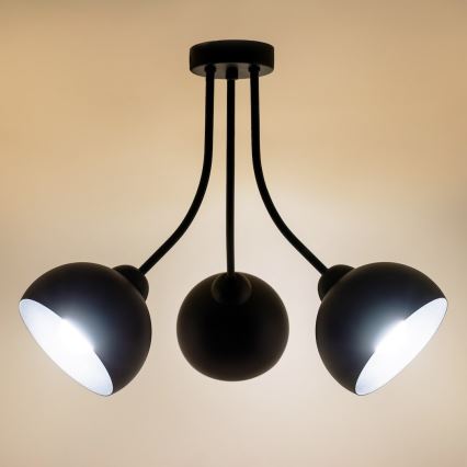 Lustre de tecto de montagem superficial QUEEN 3xE27/15W/230V preto