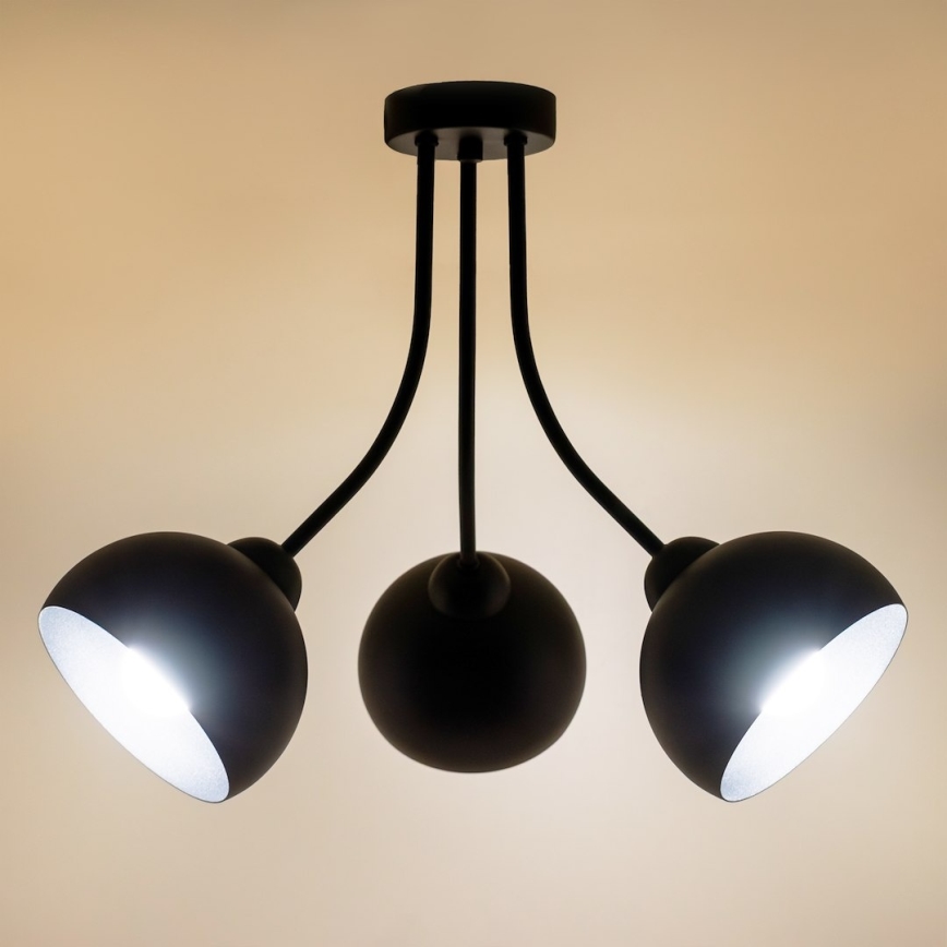 Lustre de tecto de montagem superficial QUEEN 3xE27/15W/230V preto
