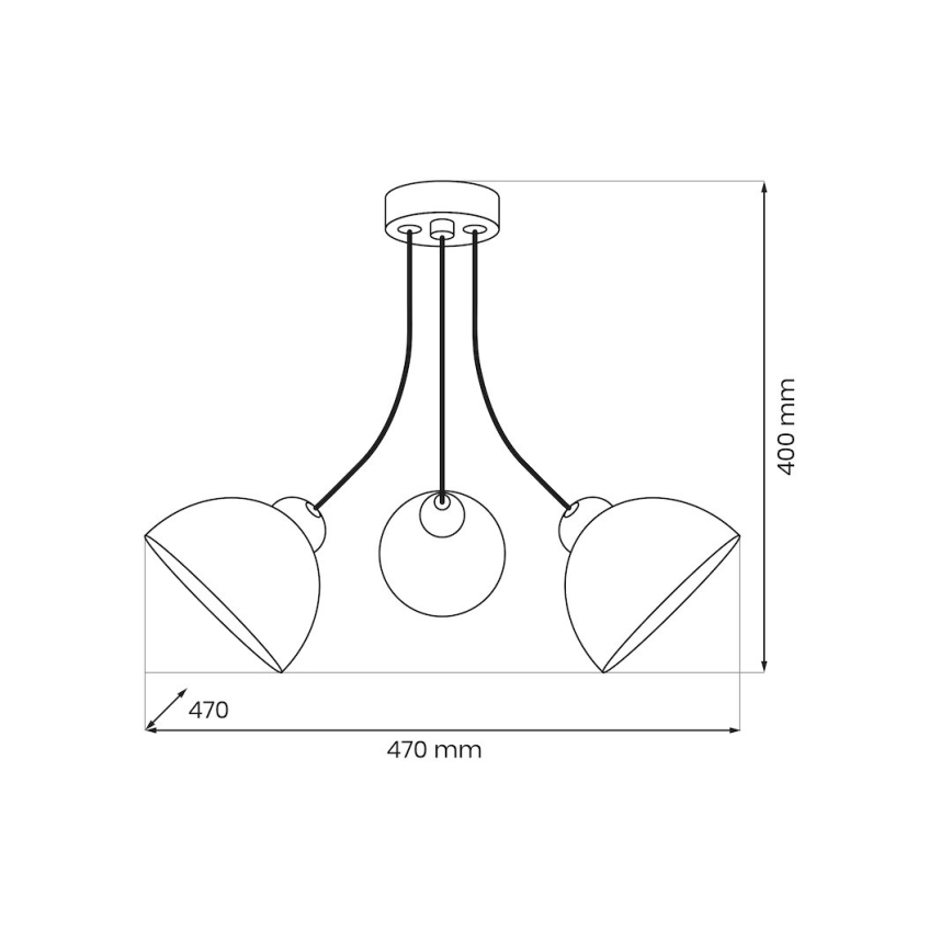 Lustre de tecto de montagem superficial QUEEN 3xE27/15W/230V preto