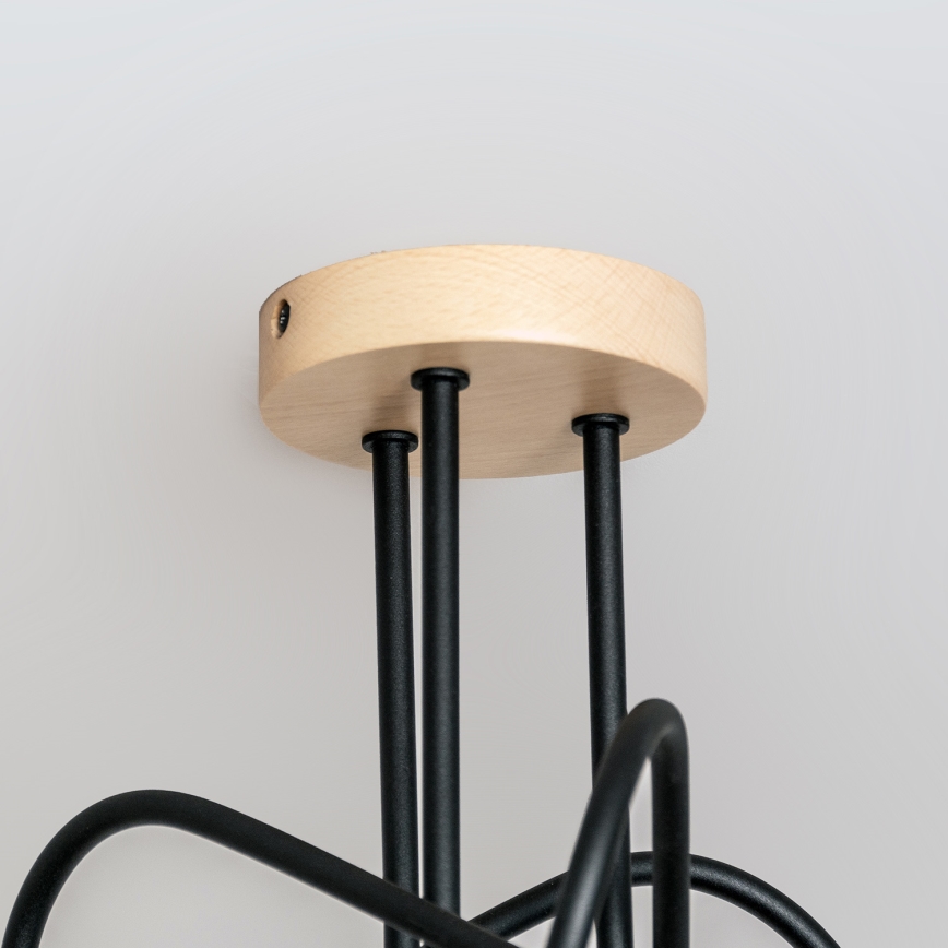 Lustre de tecto de sobrepor OXFORD 3xE27/15W/230V pinho/preto