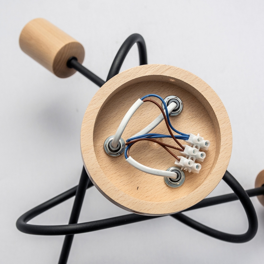 Lustre de tecto de sobrepor OXFORD 3xE27/15W/230V pinho/preto