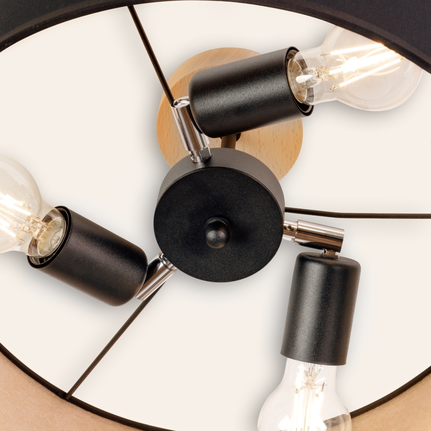 Lustre de tecto de superfície ALBA 3xE27/15W/230V Ø 40 cm preto/castanho