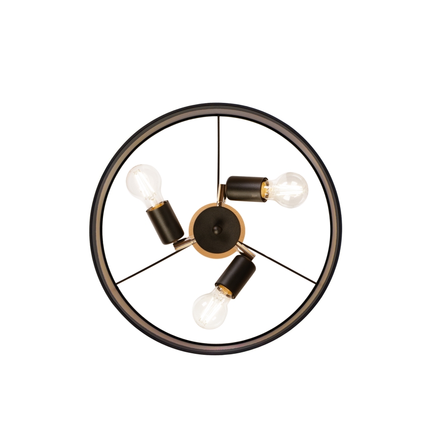 Lustre de tecto de superfície ALBA 3xE27/15W/230V Ø 40 cm preto/castanho