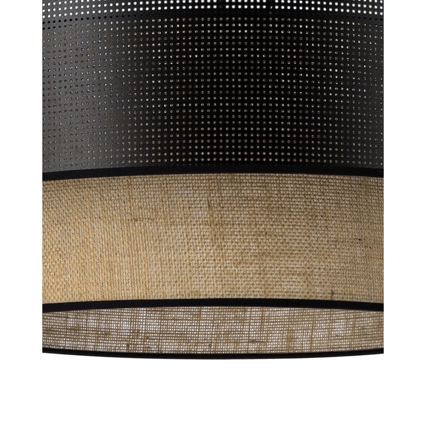 Lustre de tecto de superfície BORHO 1xE27/60W/230V Ø 50 cm preto/juta