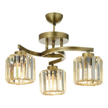 Lustre de tecto de superfície CRYSTALLINE 3xE27/40W/230V, acabamento em bronze