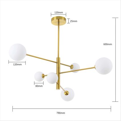Lustre de tecto em haste DORADO 6xG9/40W/230V dourado