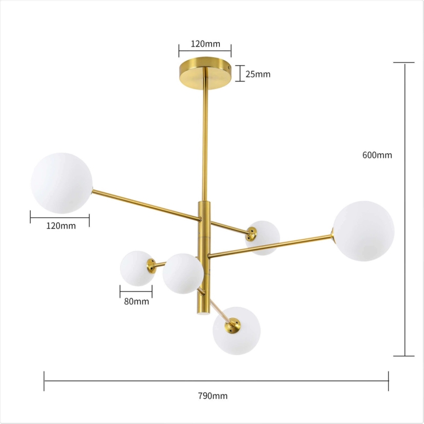 Lustre de tecto em haste DORADO 6xG9/40W/230V dourado